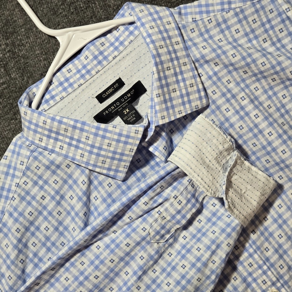 Men's Pronto Uomo Long Sleeve Button Front Shirt 2XL Geometric Flip Cuff